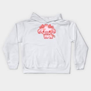 fluffy strawberry cow Kids Hoodie